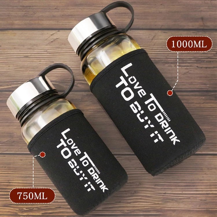 ขวดแก้วมีหูหิ้วและถุงฟักไข่ 600ml - 1000ml Love To Drink (600ml/ 1L - ขวด 1 ลิตร) สําหรับดีท็อกซ์ สม