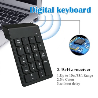 Numeric Mini Keypad 2.4G Wireless คีย์บอร์ดตัวเลขไร้สายUSB คีย์บอร์ด แป้นตัวเลข แป้นพิมพ์18ปุ่ม สำหรับNotebook