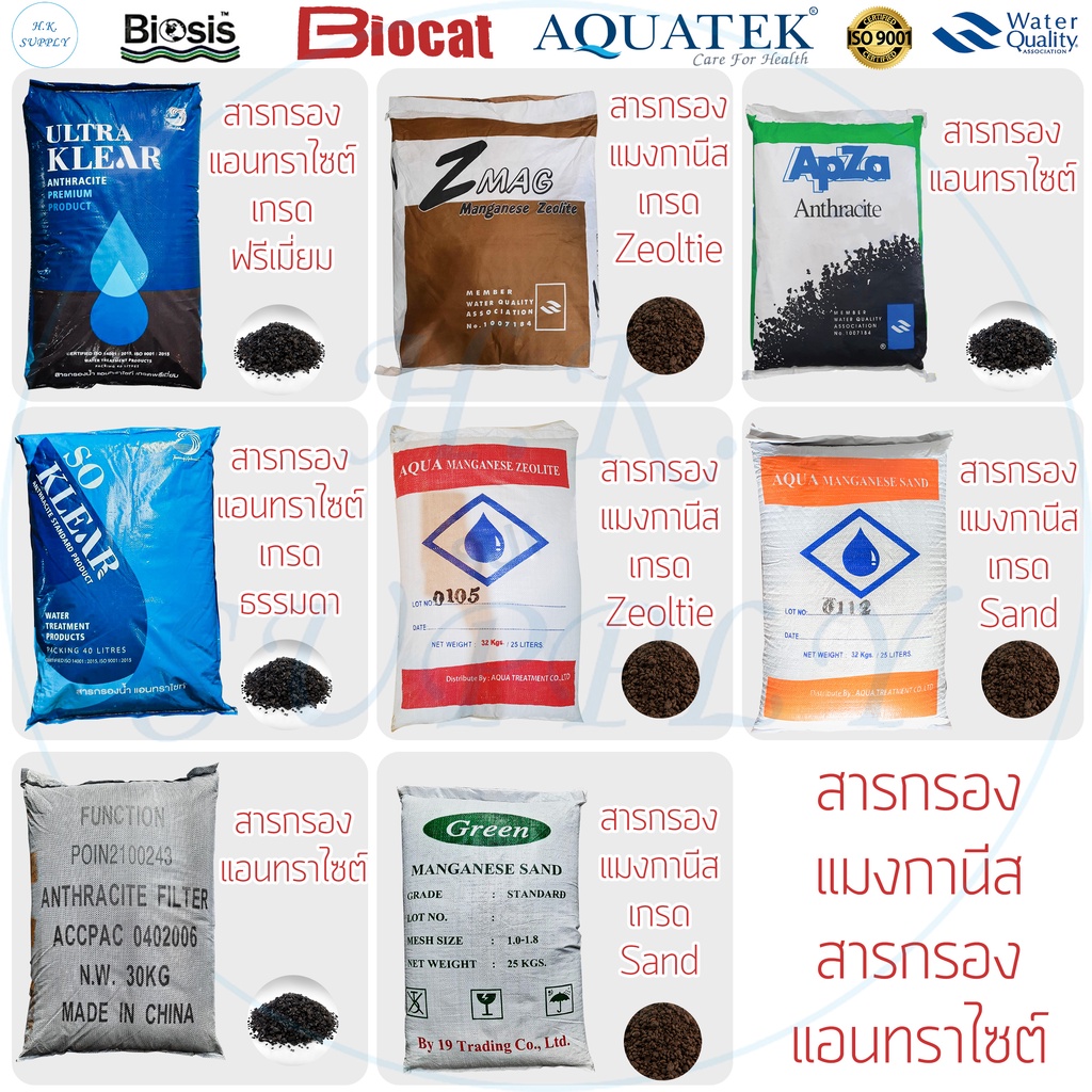 สารกรองน้ำ สารกรองแมงกานีส สารกรองแอนทราไซต์ สารกรองคาร์บอน สารกรองเรซิ่น 25 - 50 ลิตร Manganese Ant