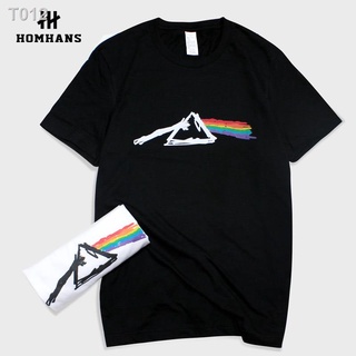 เสื้อยืดโอเวอร์ไซส์T012เสื้อยืดแขนสั้น Red Han Pink Floyd Pink Floyd Rock Band Cotton Short Sleeve ROCK Dark Side of the