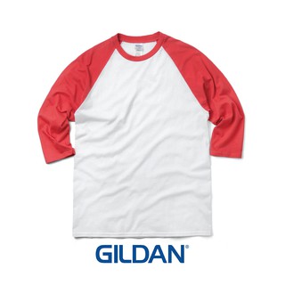 เสื้อไหล่สโลปแขนสามส่วน สีตัวขาว-แขนแดง