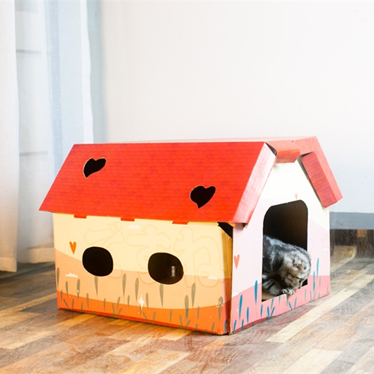 PP C35 C36 C37 C38 บ้านแมว บ้านลับเล็บแมว กล่องลับเล็บรูปบ้าน พร้อมแผ่นลับเล็บ สามารถซ้อนเป็นคอนโด