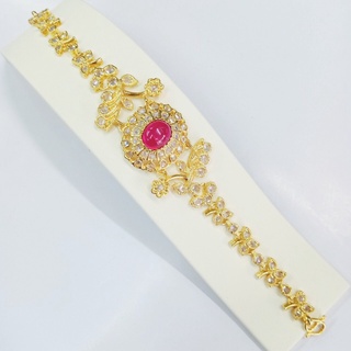 สร้อยมือ และจี้พลอยหลังเบี้ย ขนาด 10*12 mm. ล้อมเพชรซีก 2 ชั้นฉลุ สายใบไม้ประดับเพชรซีกเต็มเส้น ราคาพิเศษ