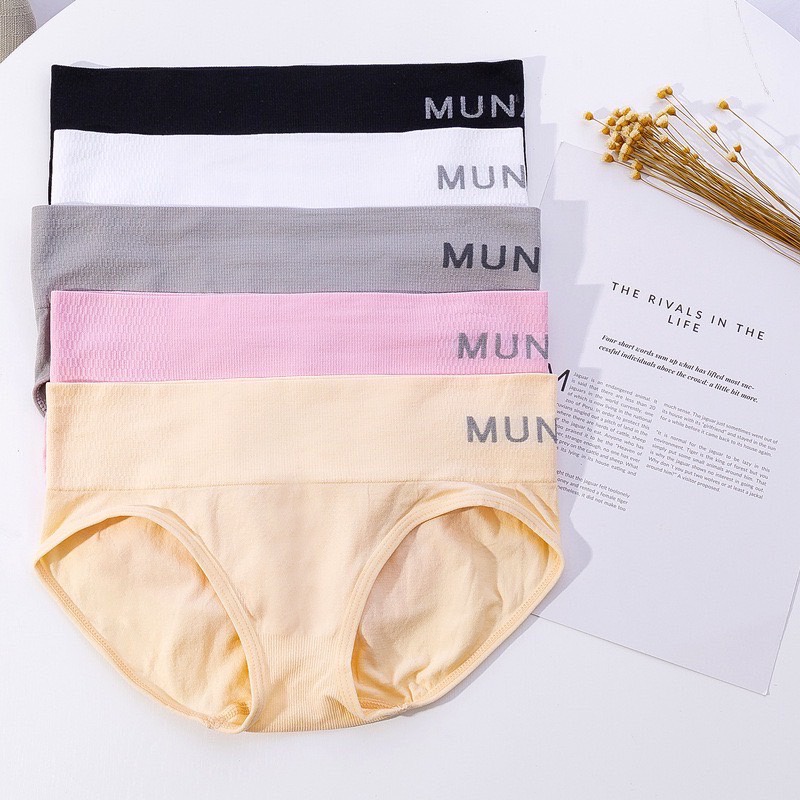 กางเกงในMunafie ผ้าทอ ขาเว้าสูง เอวขอบกว้าง3นิ้วยืดหยุ่น เอว24-34" พร้อมถุงซิปทุกตัว