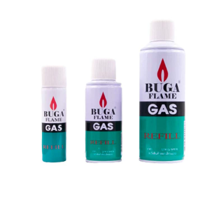 [ลดแรง กระแทกใจ] Buga แก๊สกระป๋อง แก๊สเติมไฟแช็ก ปืนจุดเตา BUGA FLAME Gas Refill ขนาด 30 75 200 กรัม ก๊าซ