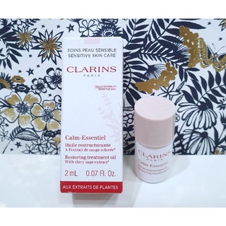 ออยล์บำรุงผิวหน้า สูตรอ่อนโยน แท้💯%Clarins Calm Essentiel repairing treatment oil with clary sage extract 2ml. มีฉลากไทย