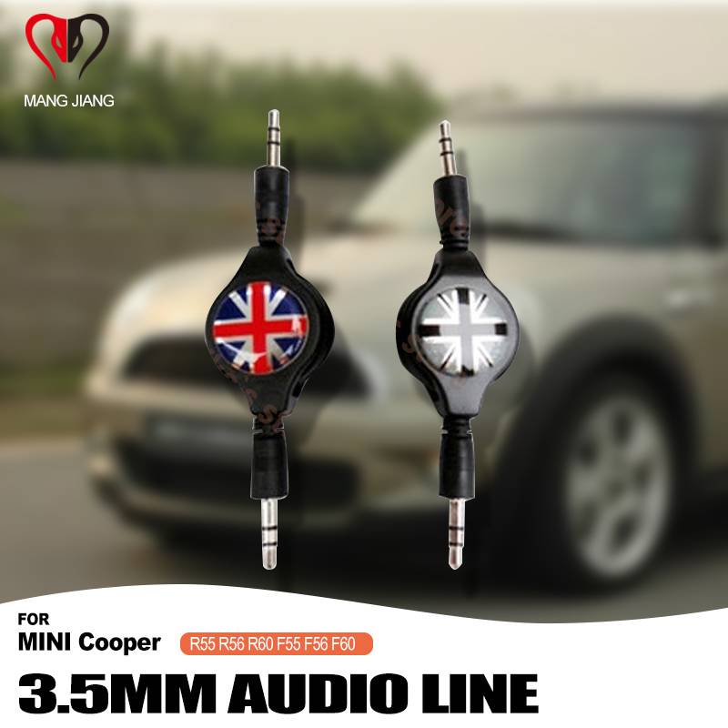 สายสัญญาณเสียงรถยนต์ AUX 3.5 มม. 80 ซม. ปรับได้ สําหรับ MINI Cooper R56 R60 R61 60 F56 F55