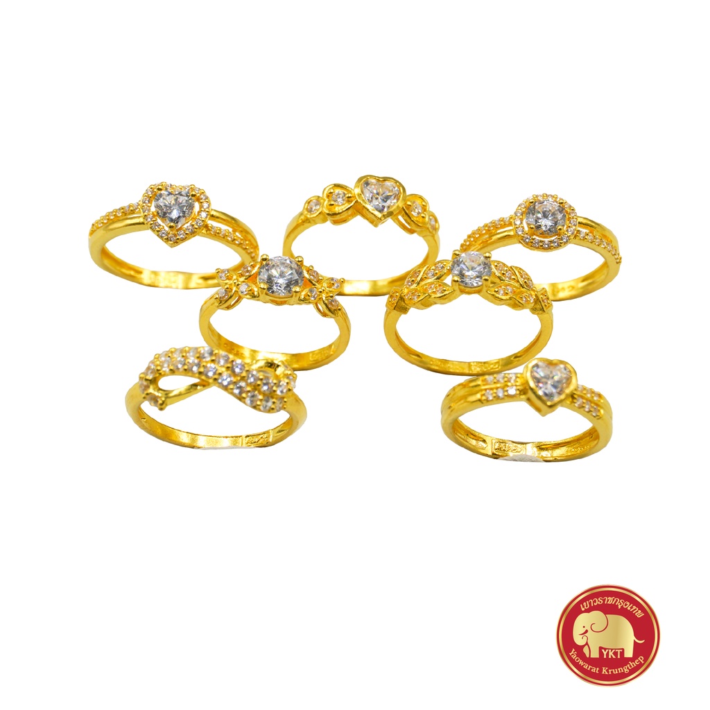 แหวนทอง ทองคำแท้ 96.5% รุ่นแฟนซีประดับเพชรคละลาย (1 สลึง) ทักแชทก่อนซื้อ/ระบุขนาดได้