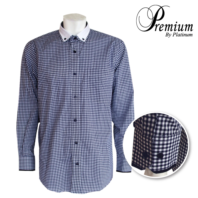 PREMIUM BIG SIZE เสื้อคอปกคู่ PMP9066 0XL-6XL PLUS SIZE (สีน้ําเงิน)