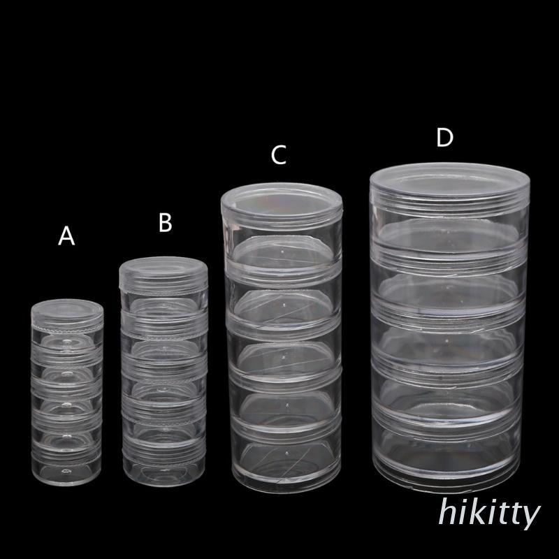 Hik กล่องพลาสติกใส ทรงกลม ขนาดเล็ก วางซ้อนกันได้ 5 ชั้น สําหรับใส่ลูกปัด
