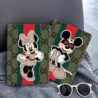 Mickey Minnie for เคสไอแพด   air 1 2 3 4 5   mini 4 5 6 เคส   pro 11 10.2 gen 7/8/9 Airbag tri-fold pen slot case