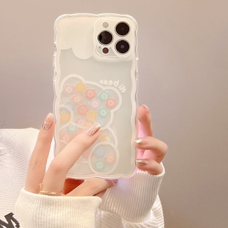 เคสซิลิโคนนิ่ม ลายดอกไม้ หมี สําหรับ iPhone 15 Pro Max 15 Plus 14Pro 14ProMax 11 12 13 Pro Max mini X XS Max XR 7 8 Plus SE