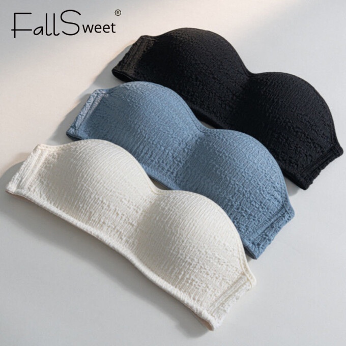 Fallsweet ชุดชั้นในบราดันทรง Strapless Bra ยกทรงดันทรง ไร้สาย คัพ AB นิ่ม บาง ไร้สาย สําหรับผู้หญิง
