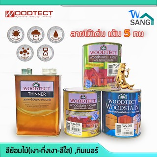 สีย้อมไม้ ชนิดเงา , กึ่งเงา , สีใส วู้ดเทค WOODTECT Woodstain ขนาด 1L , ทินเนอร์ WT-400 ขนาด 1 L @wsang