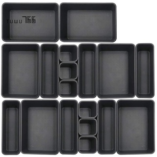 18 Pack Interlocking Drawer Organizer Tray, Multi-Purpose Desk Drawer Tray Organizer for Kitchen Bathroom Office Bedroom