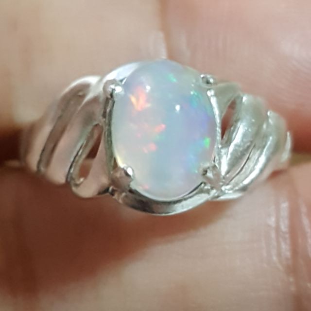แหวนโอปอลแท้ เงินแท้925 (Natural Opal ring) Size 6