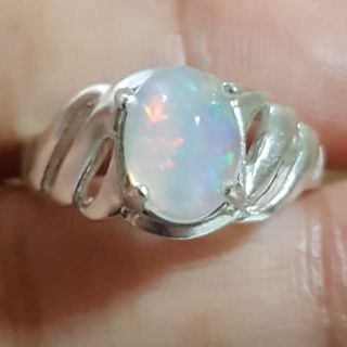 แหวนโอปอลแท้ เงินแท้925 (Natural Opal ring) Size 6