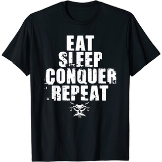 เสื้อยืดโอเวอร์ไซส์เสื้อยืด พิมพ์ลาย Wwe Eat Sleep Conquer RepeatS-3XL