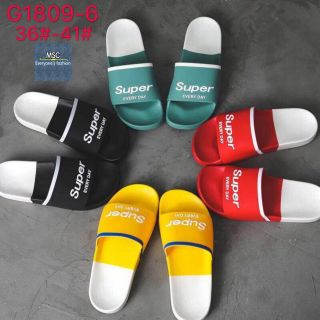 [ลด15%วันเดียวCODE:77FASH15] Super Sandal ลายนูน3D ทูโทน แตะสวมซุปเปอร์ ยางนุ่ม [GBB]