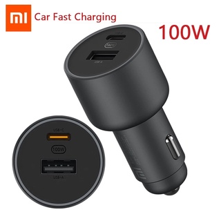 Xiaomi car charger fast charging รุ่น 1A1C 100W รถ converter พร้อมสายชาร์จ USB-C/USB-C 2 อินเทอร์เฟซเอาต์พุต USB-C รองรับ 5A fast charging