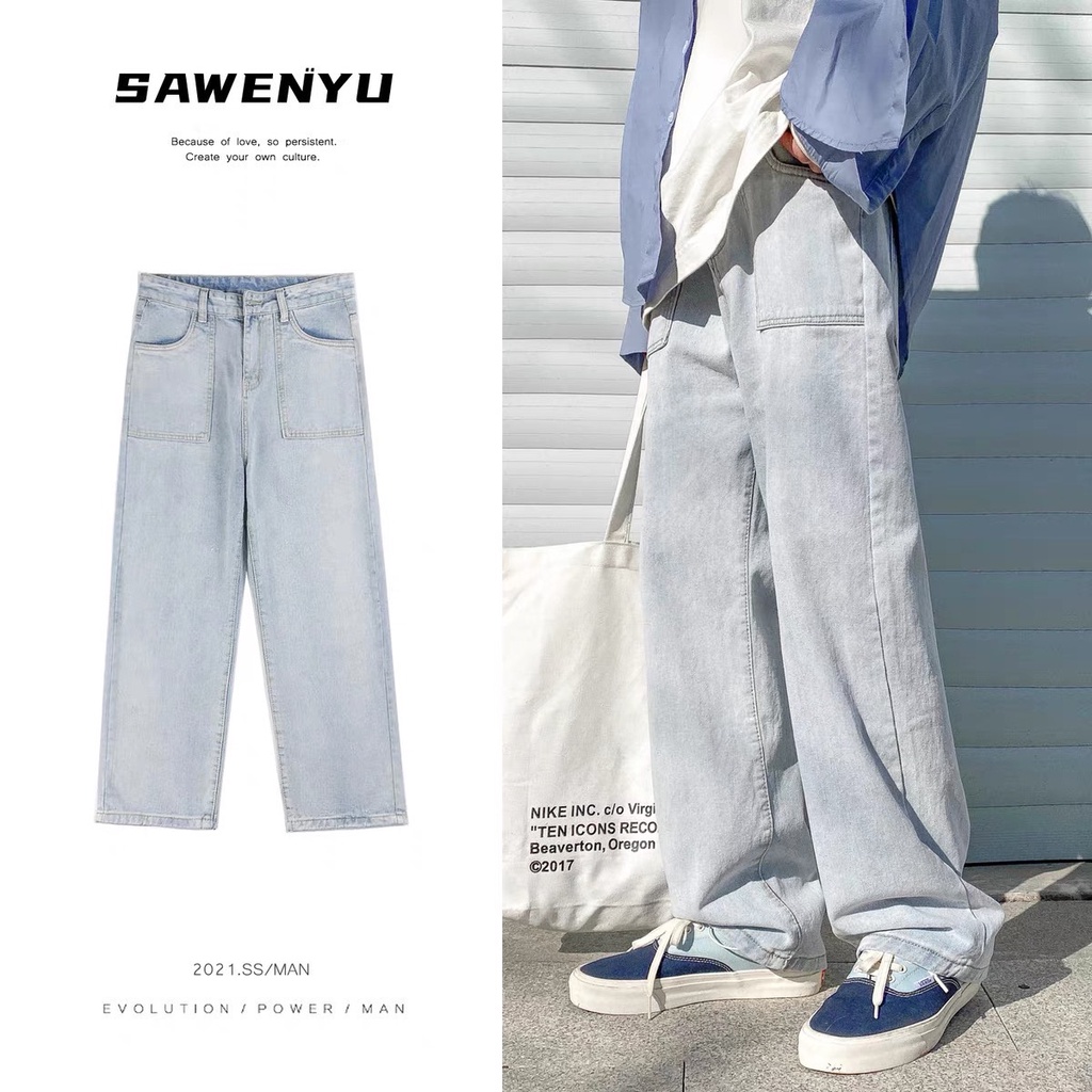 ยีนส์ผู้ชาย 1037 M-2XL กางเกงขายาวผู้ชายฤดูร้อนลำลองหลวมพลัสไซส์กางเกง