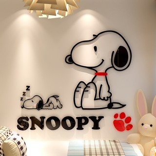 Snoopyการ์ตูนอะคริลิกาว3dสติ๊กเกอร์ติดผนังสามมิติห้องเด็กห้องนั่งเล่นห้องนอนอนุบาลสร้างสรรค์สติกเกอร์ qGb6