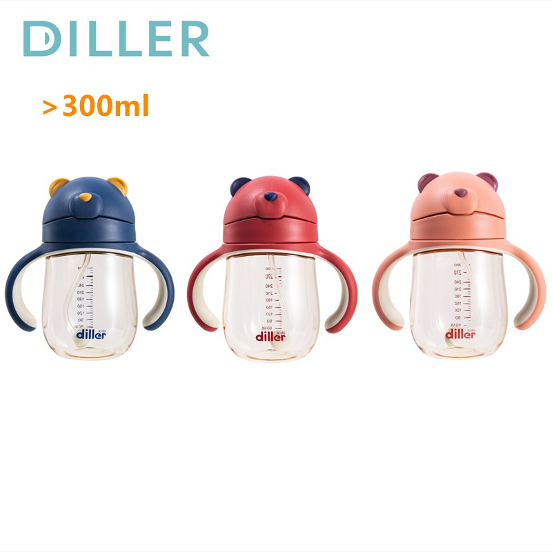 Diller 300ml Milk Bottle with Imported PPSU, Soft Silicone Straw, With Handle, Wide Neck, Prevent Ch