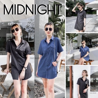 เดรสเชิ้ตแขนสั้น midnight