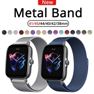 สายนาฬิกาข้อมือสเตนเลส แม่เหล็ก สําหรับ Apple Watch Band 44 มม. 40 มม. 45 มม. 41 มม. 38 มม. 42 มม. 44 45 มม. iWatch 3 4 5 6 se 7