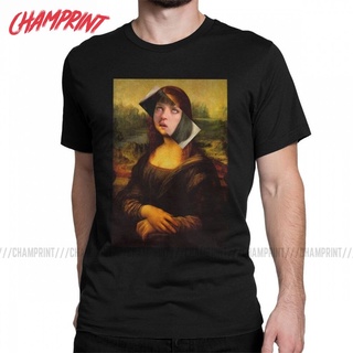 เสื้ เสื้อยืดแขนสั้น พิมพ์ลาย Mona Lisa Pulp Fiction แฟชั่นคู่รัก สําหรับผู้ชาย และผู้หญิงS-5XL