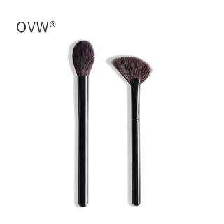 OVW 2pcs แปรงปัดแก้มขนแพะชุดแปรงไฮไลท์ DLH0305