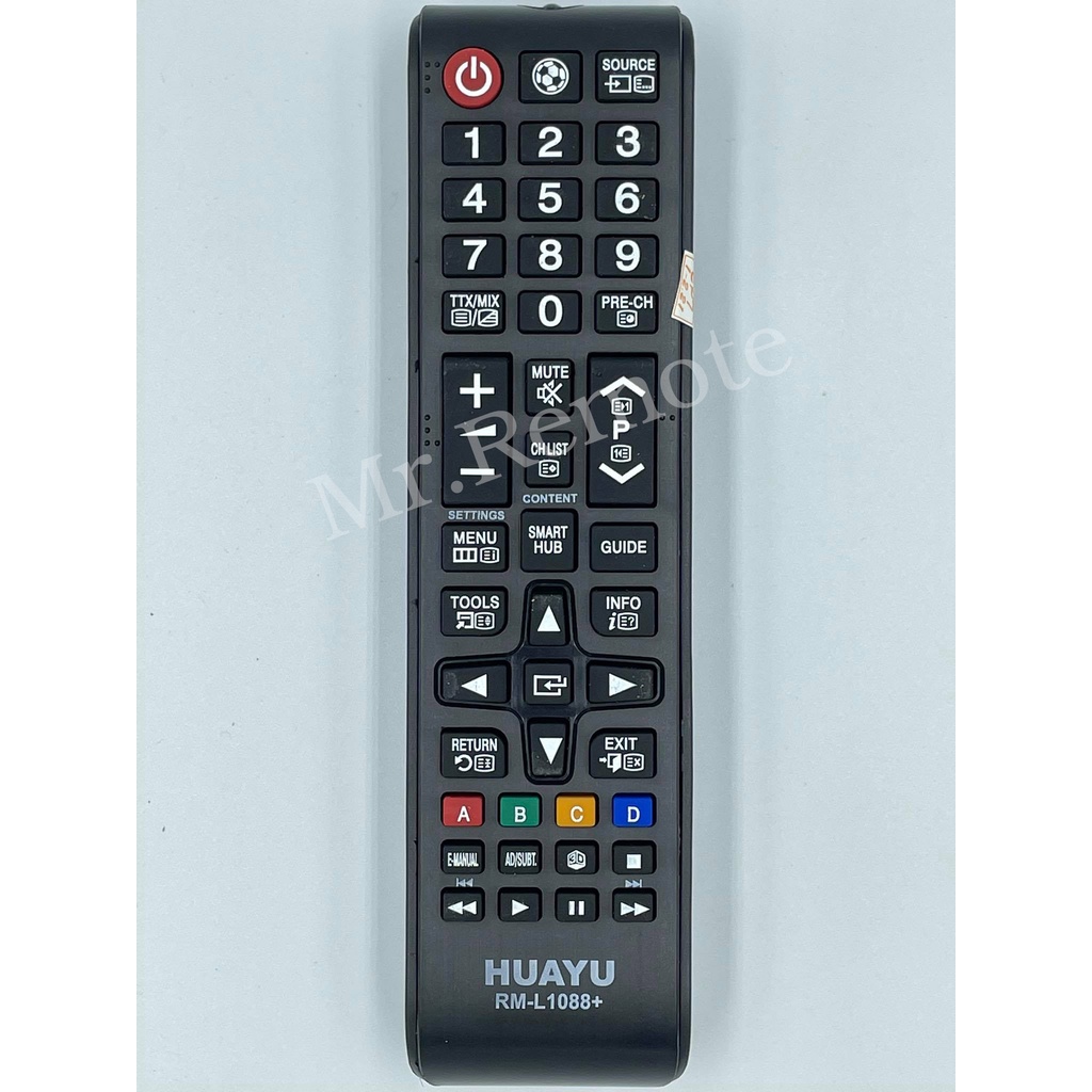 รีโมททีวีที่ใช้งานได้กับ Samsung รุ่น RM-L1088+ ใช้ได้ทุกรุ่น **ไม่ต้องตั้งค่า ใส่ถ่านแล้วใช้งานปกติ**