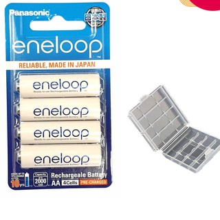 ถ่านชาร์จ Panasonic Eneloop AA 4 ก้อน up to 2000 mAh ของแท้ แถมกล่องใส่ถ่าน AA