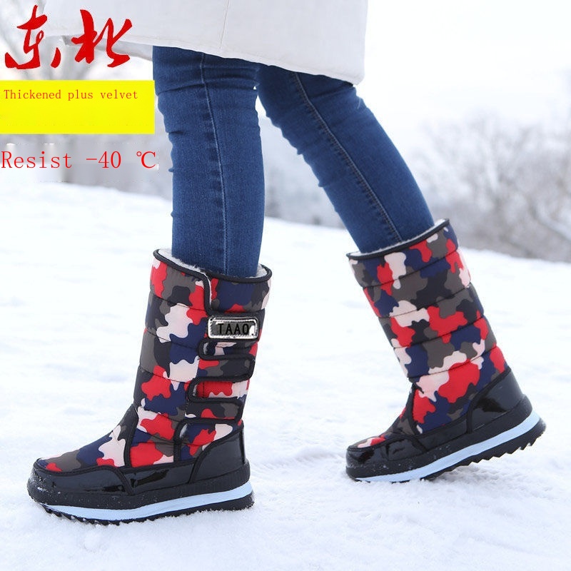 รองเท้าบูทหิมะ ผ้าฝ้าย และผ้ากํามะหยี่ แบบหนา กันน้ํา ให้ความอบอุ่น เหมาะกับใส่กลางแจ้ง แฟชั่นฤดูหนาว สําหรับผู้ชาย และผู้หญิง - รูปที่ 5