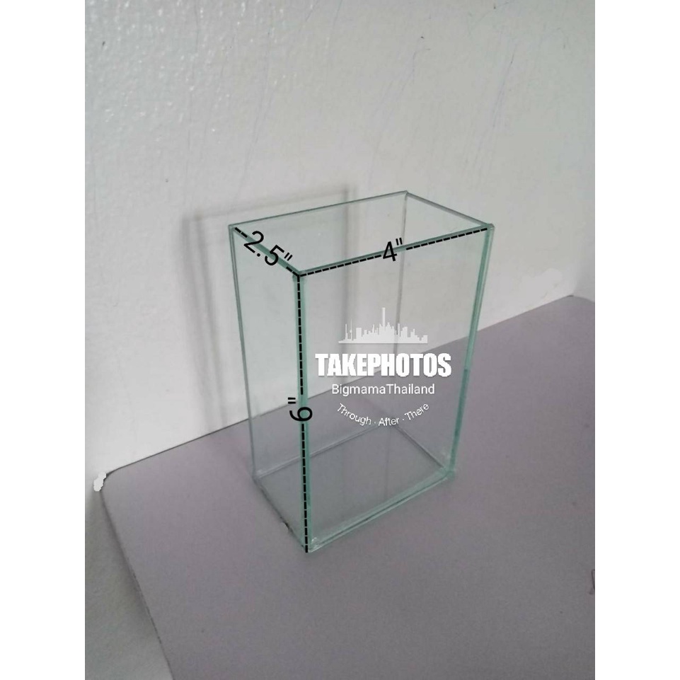 โหลเลี้ยงปลา 2.5x4x6 นิ้ว กระจกใสหนา 3 มล (แบบแบน)