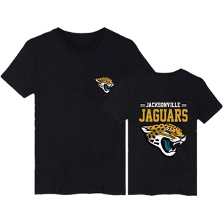 เสื้อยืดคอกลมcrew neckd พิมพ์ดิจิตอล jacksonville jaguars คู่ เสื้อยืดสีดำ แขนสั้น กีฬา ขนาดใหญ่ คลาสสิก ผู้ชาย tee วันพ