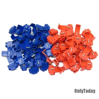 ( Onlytoday ) อุปกรณ์เชื่อมต่อสายไฟสีแดงสีฟ้า 50 ชิ้น