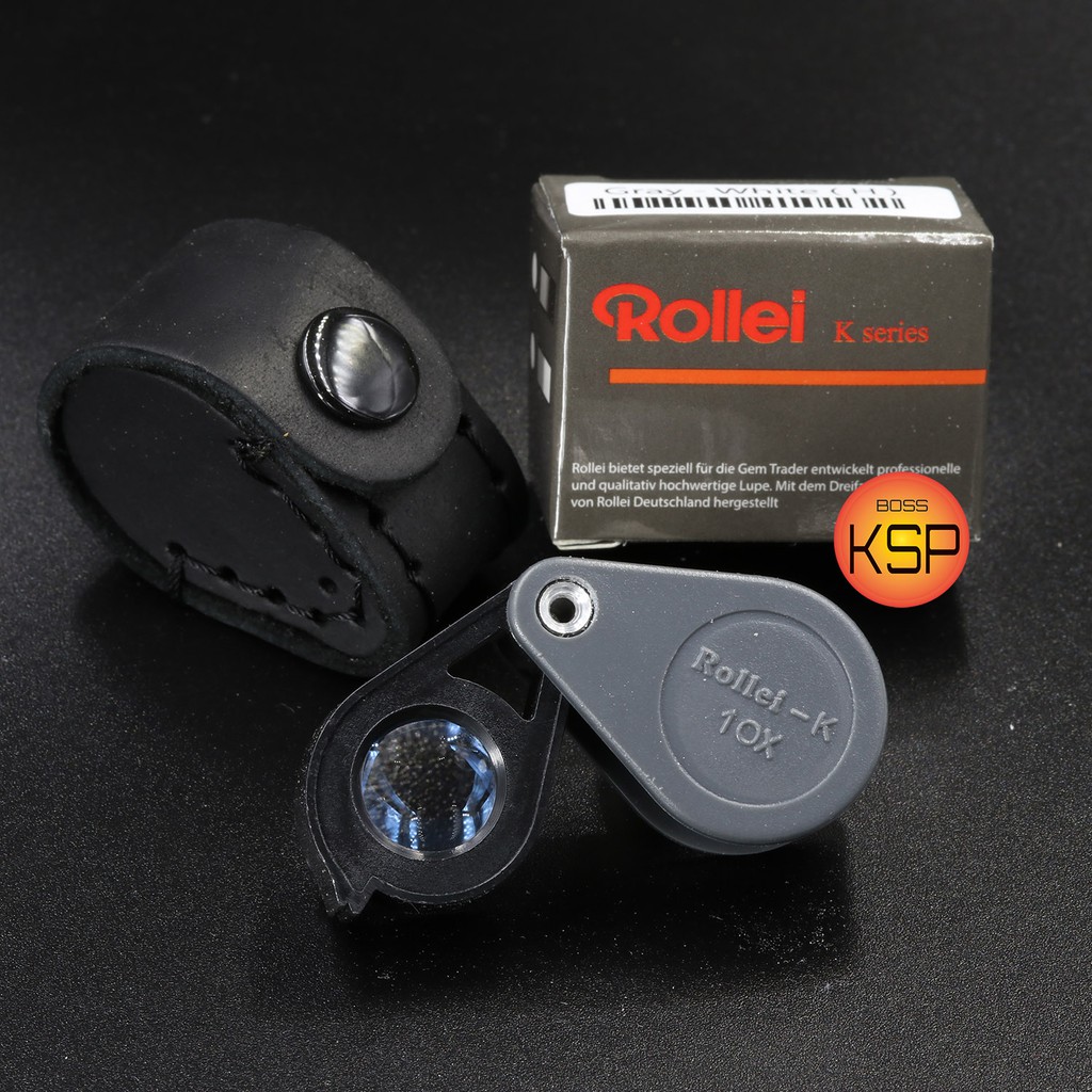กล้องส่องพระ / ส่องเพชร Rollei-K 10x14mm เทาก้านดำ เลนส์แก้ว 3ชั้นมัลติโค้ตตัดแสงสไตลเยอรมันชัดใสส่องสบายตา พร้อมซองหนัง