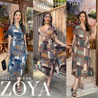 THONGYOY - เดรสทรงป้าย โบฮีเมียน ลายชนเผ่าสุดเก๋ ไซส์ S-XL Dress Wrap Zoya