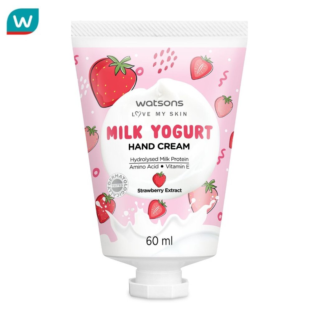 Watsons วัตสัน มิลค์ โยเกิร์ต แฮนด์ ครีม สตรอเบอร์รี่ เอ็กซ์แทร็ค 60มล.
