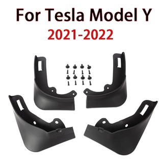 Tesla อุปกรณ์เสริมFor Tesla Model Y 2021 2022 Car Mudflas Mud  Flas Slash Guards Mudguards Mud Fla Front Rear Fender rot