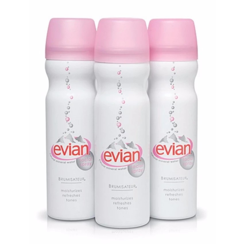 Evian สเปรย์น้ำแร่เอเวียง Evian facial spray ขวดใหญ่ 50 ml. (3 ขวด)