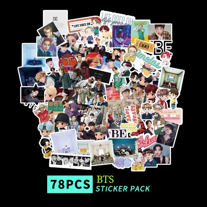 BTS BE deco sticker 78pcs Army นําเสนอกันน้ํา v jungkook rm j-hope jin Suga jimin สีม่วง
