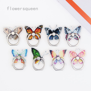 flowersqueen แหวนติดโทรศัพท์มือถือรูปทรงผีเสื้อหลากสี iring