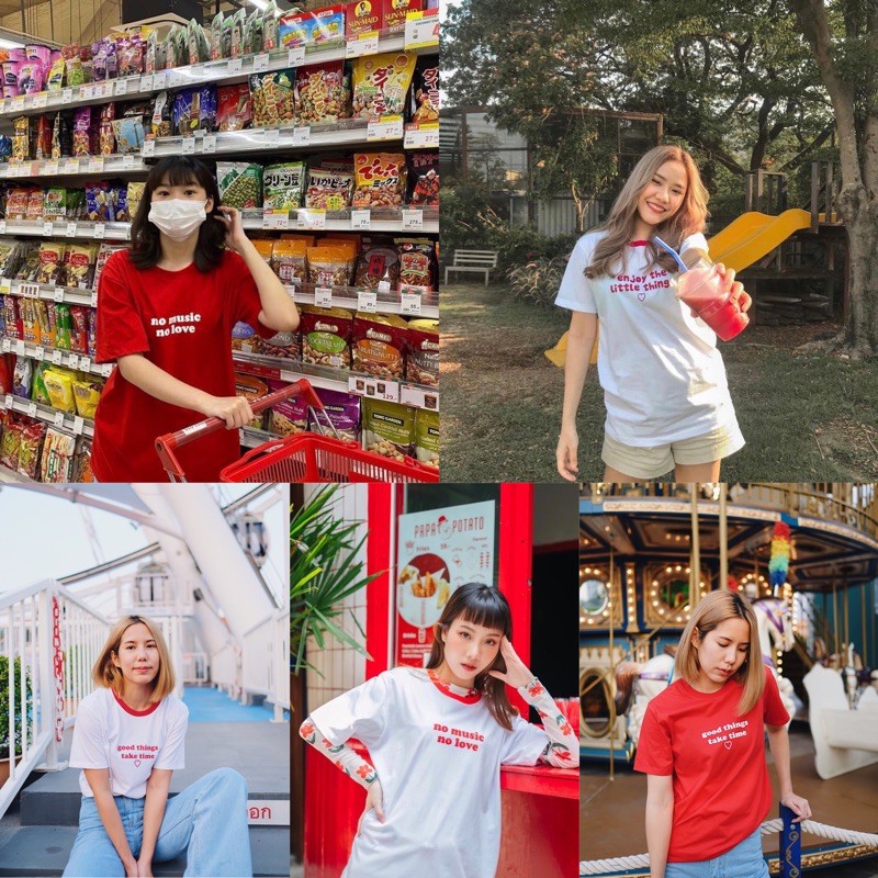 29decem - เสื้อยืดมินิมอล ขาว แดง