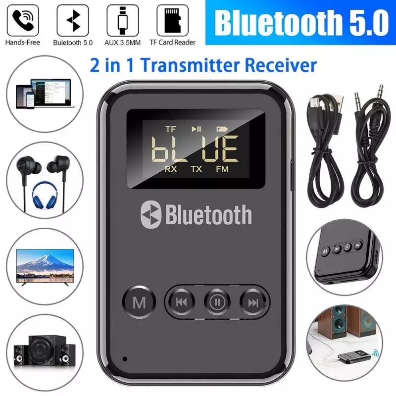 USB Bluetooth 5.0เครื่องส่งสัญญาณ A2DP AUX 3.5มม.RCA แจ็คอะแดปเตอร์ไร้สาย USB สนับสนุน TF Card FM เอ