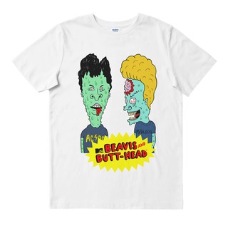 เสื้อยืดสีขาวBeavis &amp; BUTTHEAD - ซอมบี้ | เสื้อยืด พิมพ์ลายฟิล์ม | ภาพยนตร์ Merch | Unisex | Mtv | โชว์คลาสสิกS-4XL