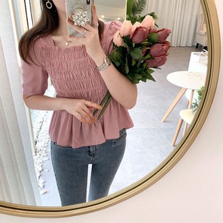 pink blouse💗เสื้อสม็อคสีชมพู