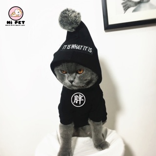 🐾Kitty Pet🐾 Size M   🍳READY STOCK🍳 เสื้อผ้าสุนัขและแมว ลายการ์ตูนน่ารัก เสื้อเชิ้ตสีดำหล่อ