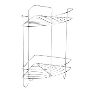 🔥HOT🔥 HOY ตะแกรงเข้ามุม 2 ชั้น มีตะขอ แบบติดผนัง รุ่น HWHOY-H105C สีสเตนเลส Shelves